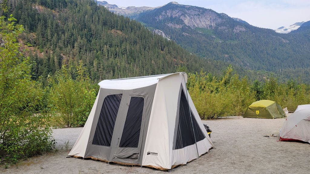 a kodiak canvas vx tent in the squamish valley of british columbia