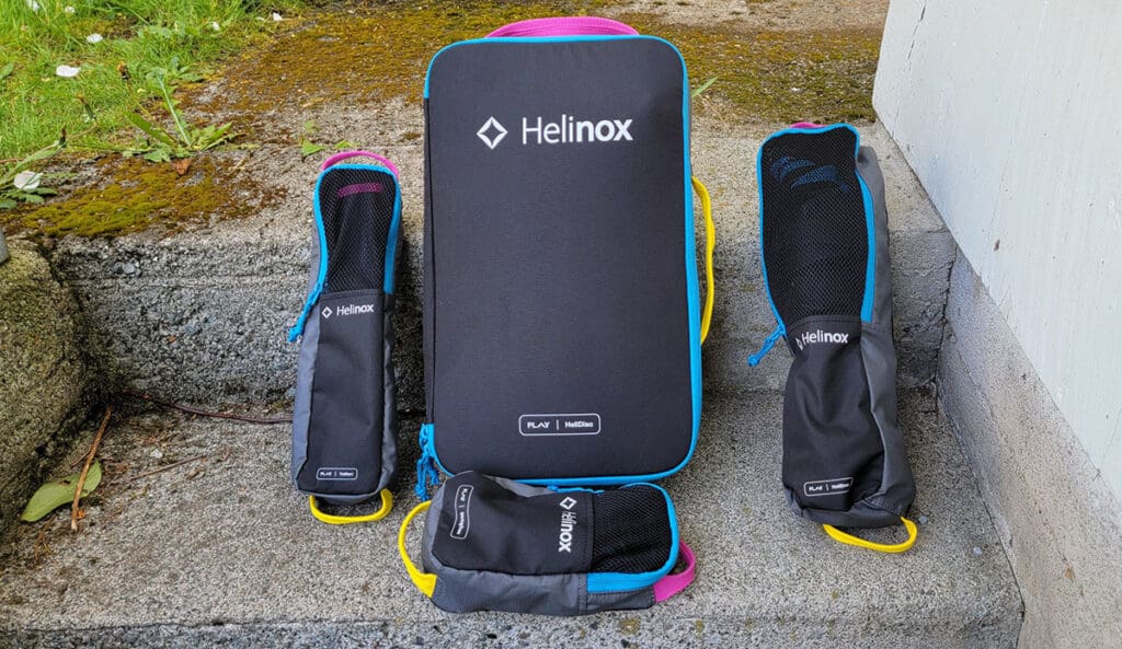 the four games made by Helinox lined up on a stairway