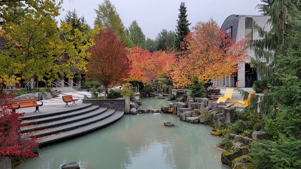whistler village with autumn colours