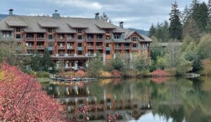 a view of the nita lake lodge in whistler
