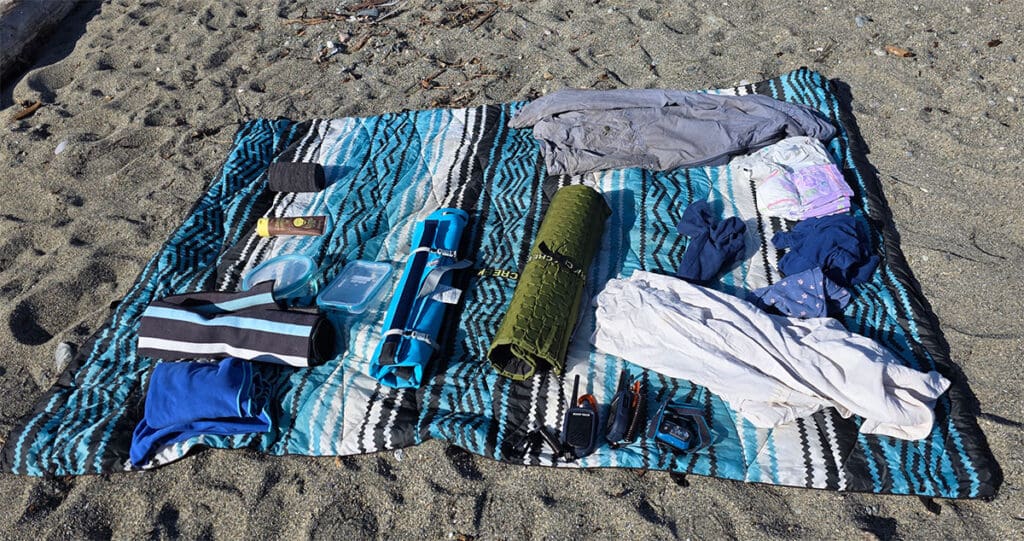 a display of the items used to test out the best beach totes for our review.