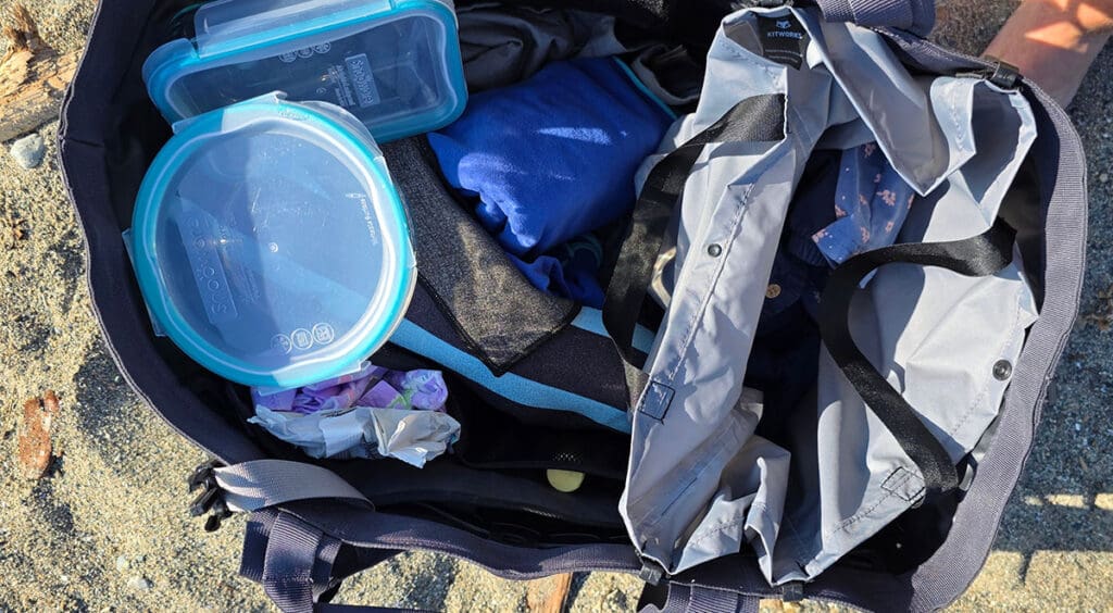 looking inside the Kitworks 55L Gear Tote from the top