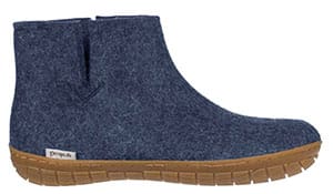 a studio image of the Glerups rubber sole boot slipper for a review