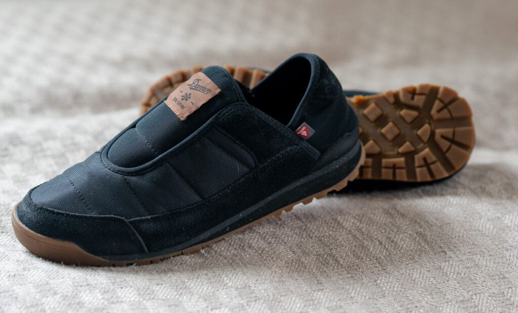a close up image of the danner jag loft camping slipper