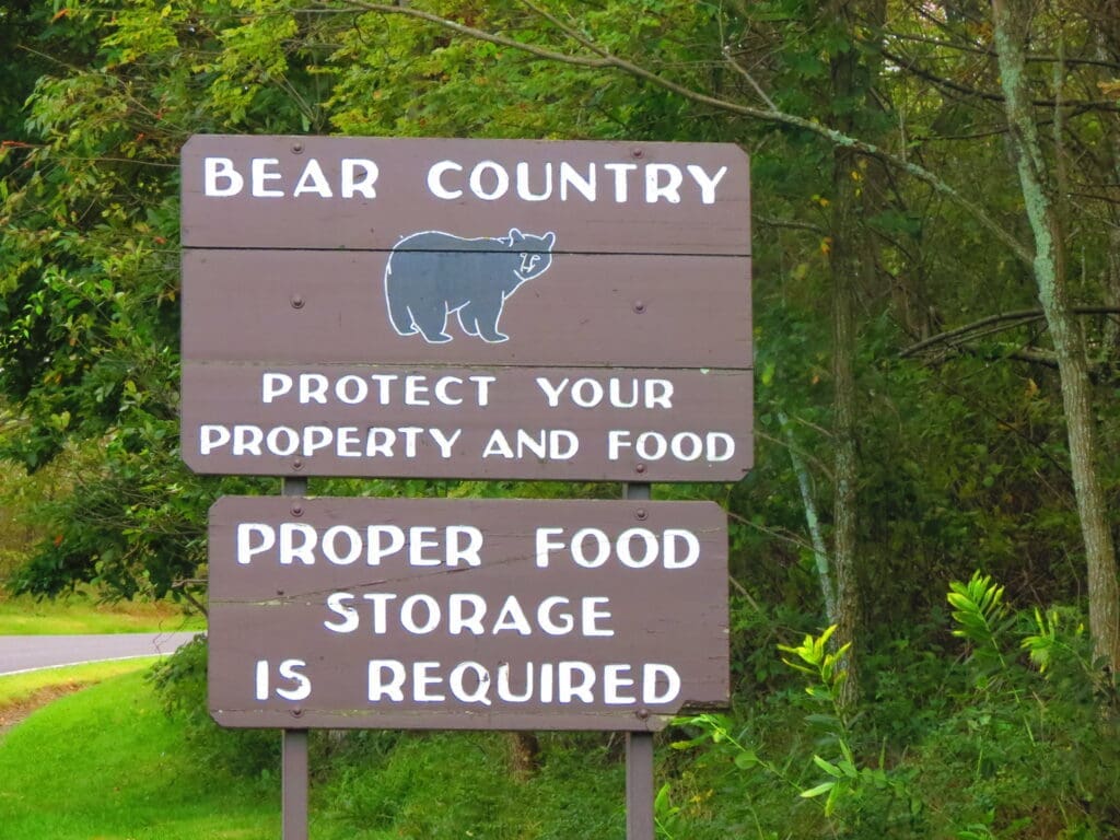 a sign showcasing bear country