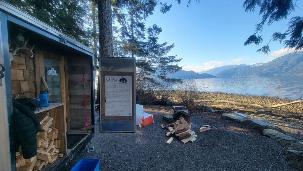 a sauna at seaside's edge at porteau cove in howe sound, british columbia.