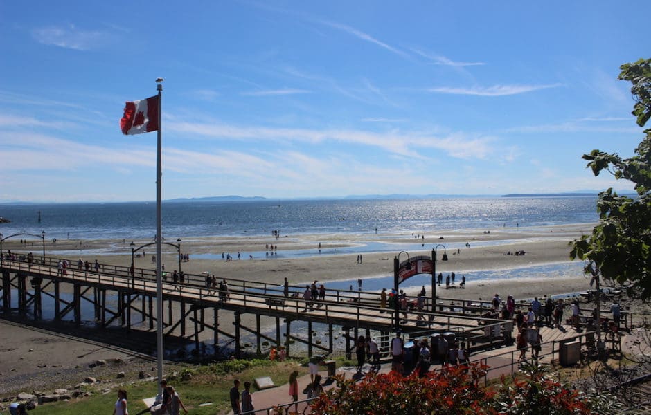 the beach and pier at white rock, bc, canada