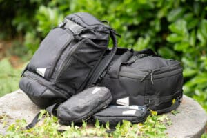 Collection of bags from the No Reception Club