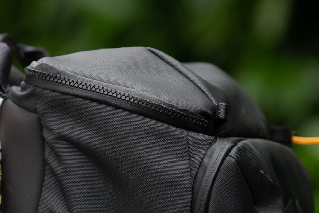 Close up of the aquagard zippers