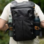 A front on view of the dometic backpack cooler while a person is wearing it